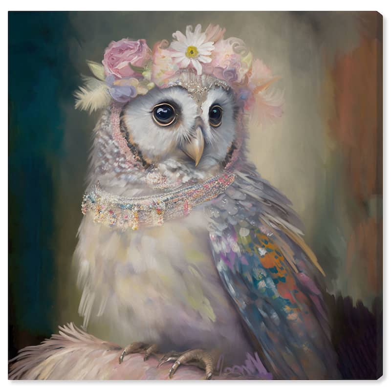 Wynwood Studio Canvas Animals Owlette III Gray and Light Pink Traditional Wall Art Canvas Print - Gray, Pink
