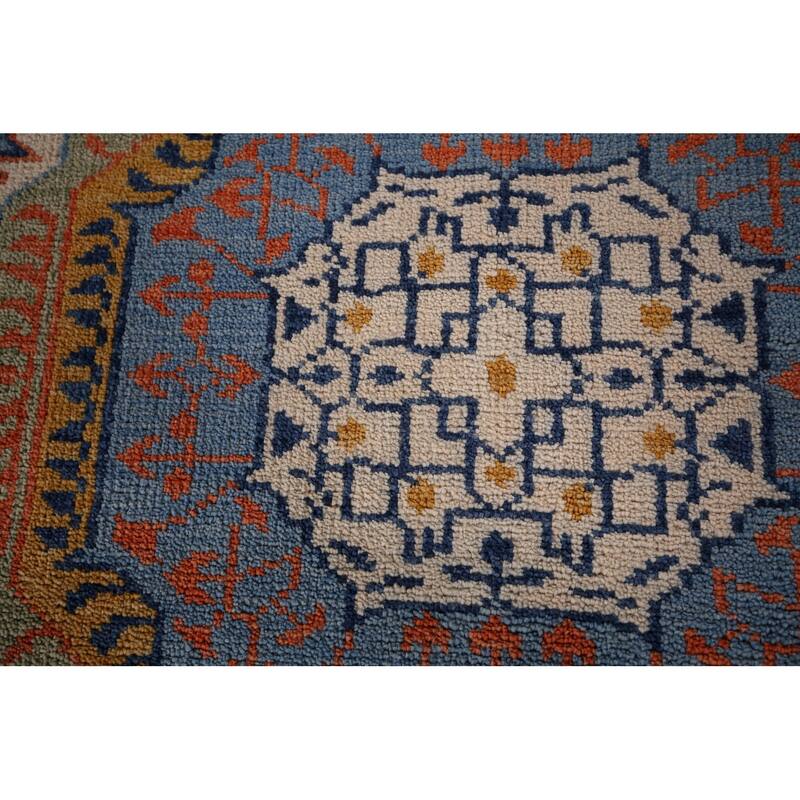 Geometric Khotan Indian Area Rug Handmade Wool Carpet - 8'9"x 11'8"