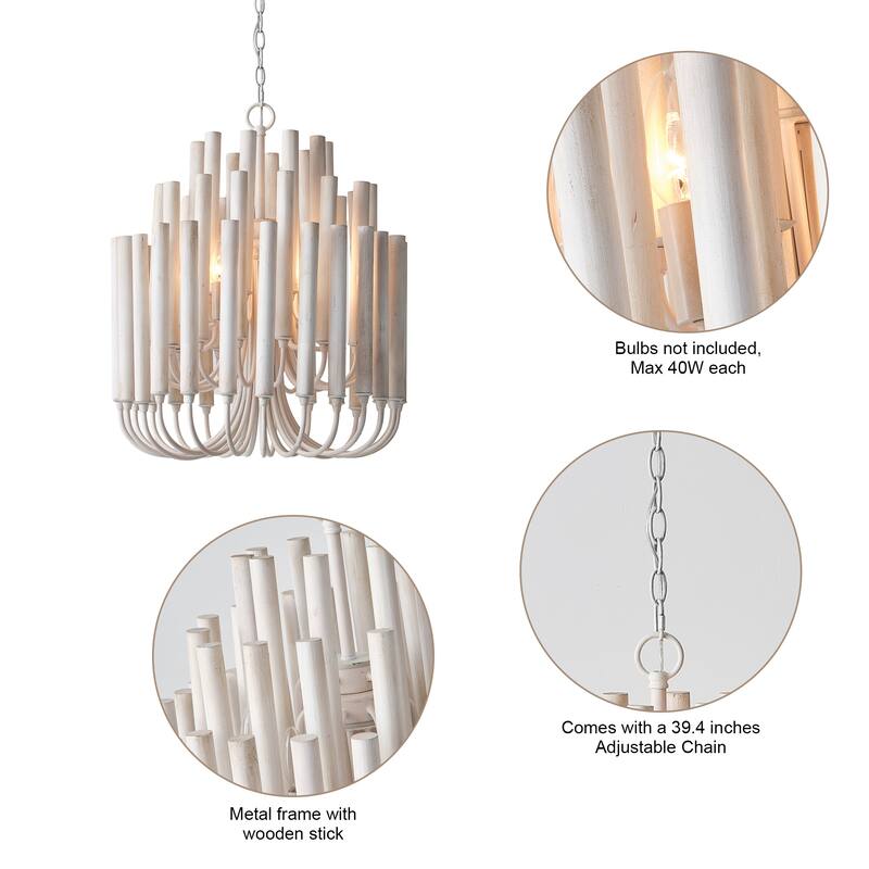 20 in. 5-Light Modern Off-White Chandelier - 19.7" D x 19.7" W x 23.7" H
