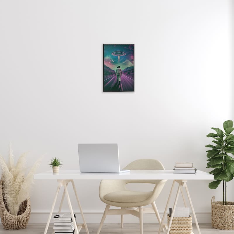 Stupell Alien Spaceship over Astronaut Framed Giclee Art Design By Wumples