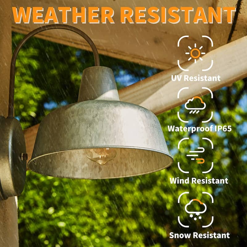 2 Pack 1-Light Outdoor Barn Light With Galvanized Finish - 8.35"x10.65"x11"
