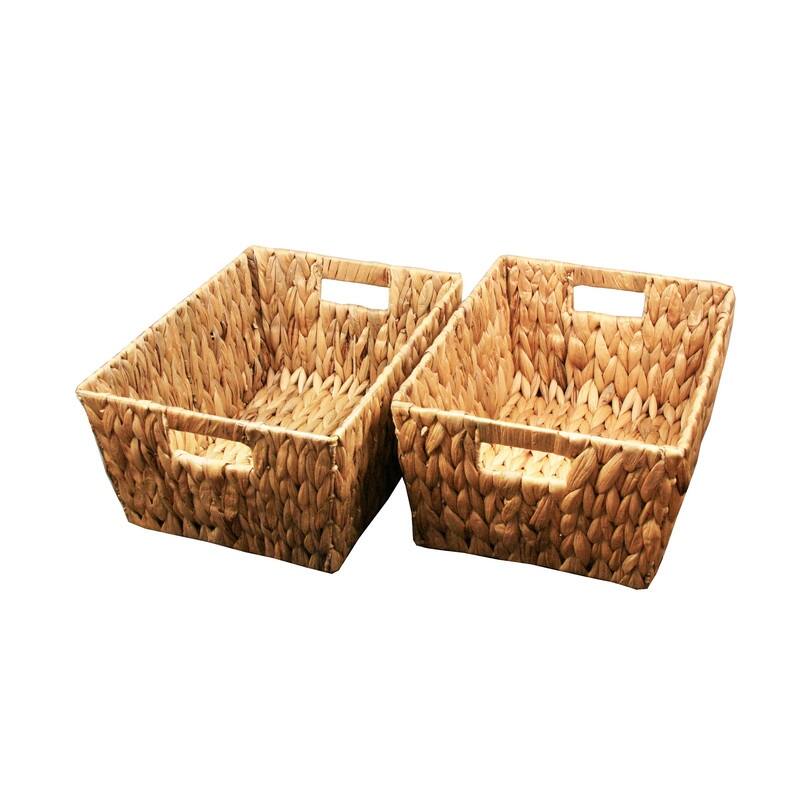 Water Hyacinth Rattan Nesting Trapezoid Storage Baskets 2-Pack - 14.5"x10.5"x7"