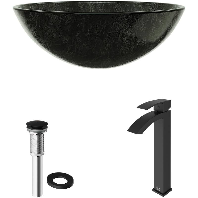 Vigo 16-1/2" Glass Bathroom Vessel Sink with Duris Single Hole