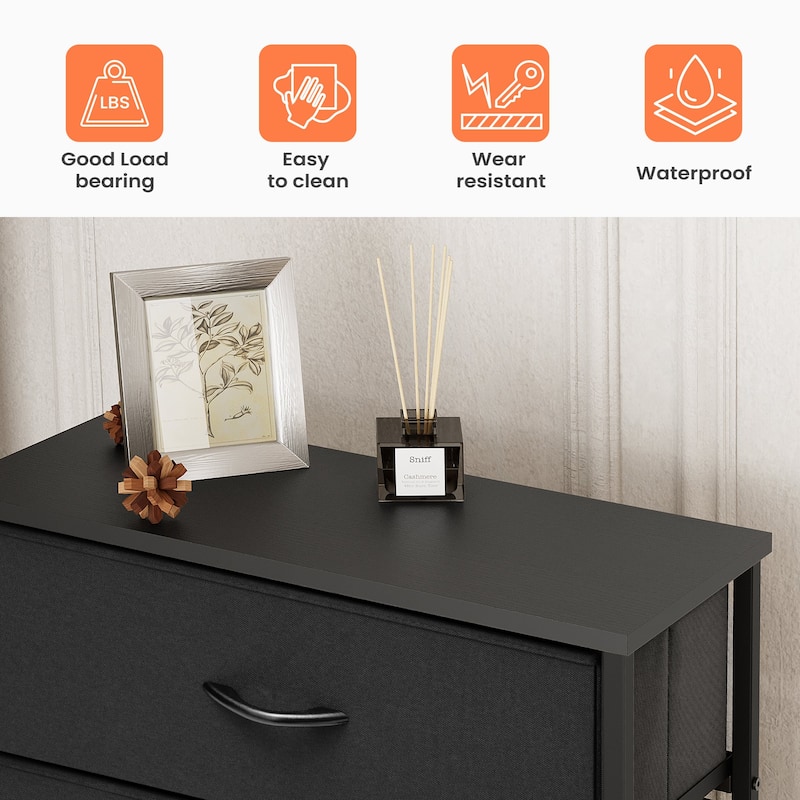 Pellebant Fabric Vertical Dresser Storage Chest Tower with 5 Drawers