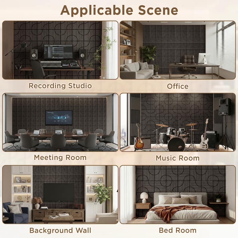 23.6" x 23.6" Wood Acoustic Wall Panels for Ceiling and Wall Decor, 4-Pack (15 sq ft)