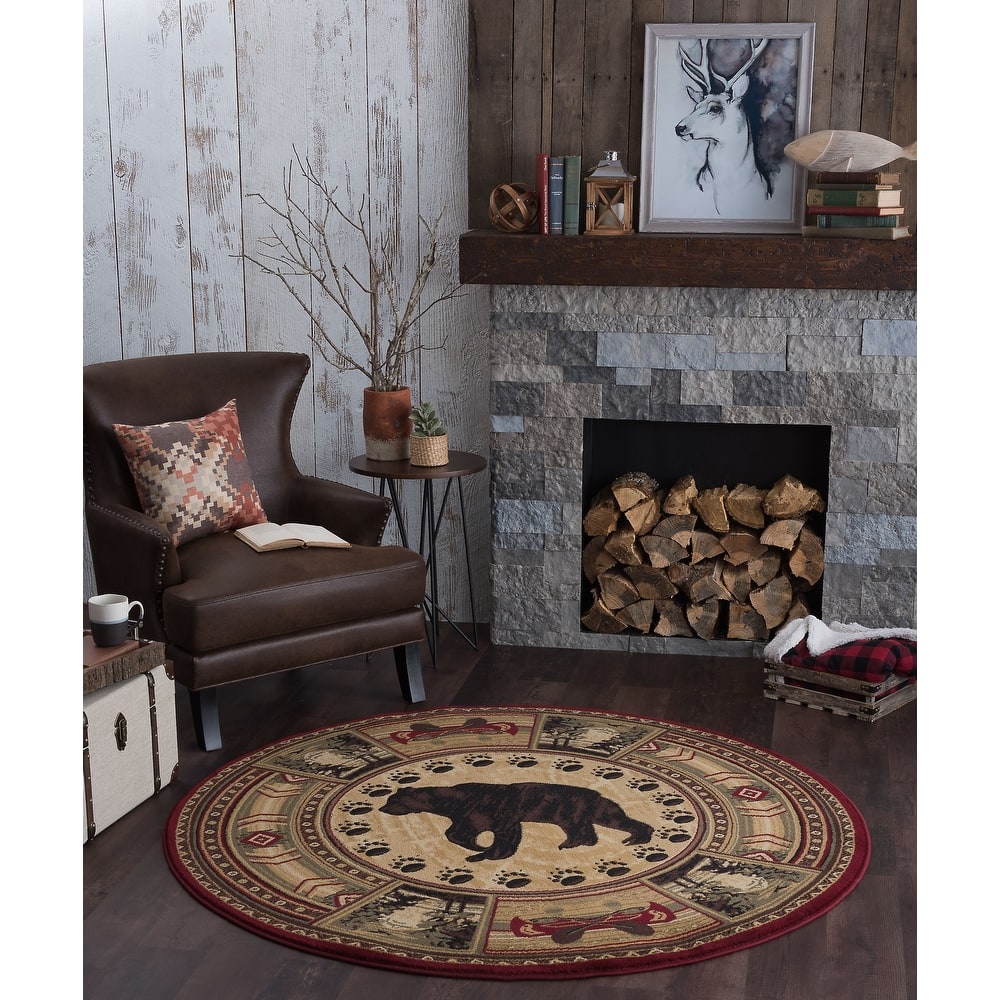 Natural Lodge Transitional Graphic Indoor Area Rug