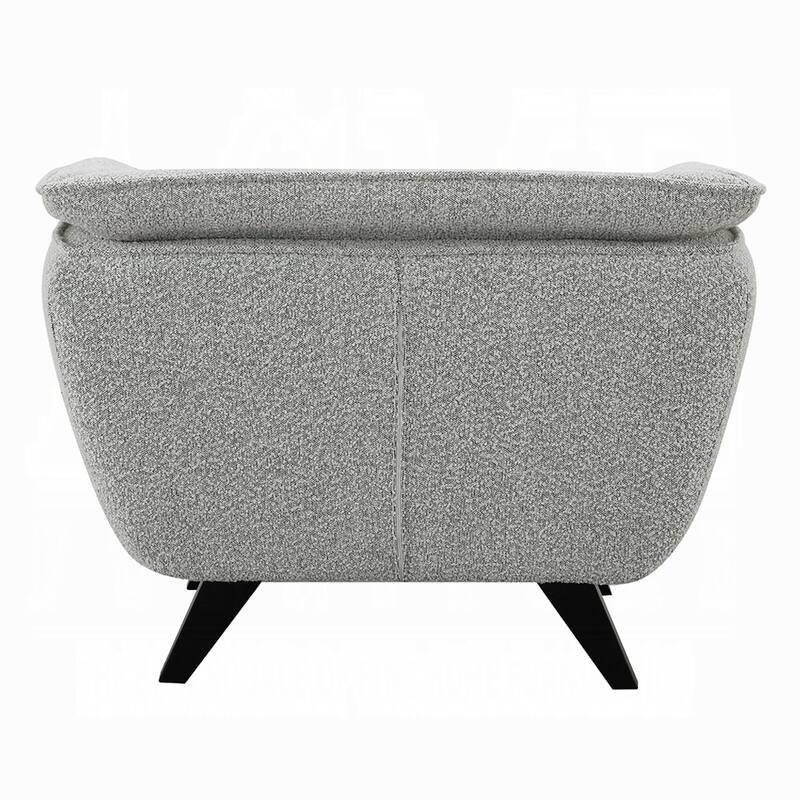 Naeli Accent Armchair, Rounded Back Light Gray Boucle, Solid Pine Wood