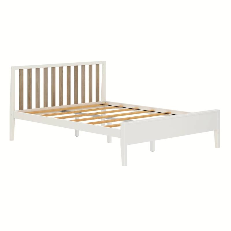 Max and Lily Scandinavian Queen-Size Bed with Slatted Headboard