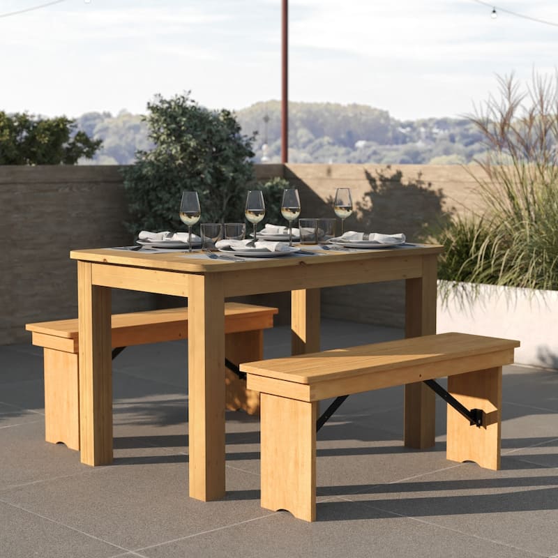 46" x 30" Rectangular Antique Rustic Solid Pine Farm Dining Table