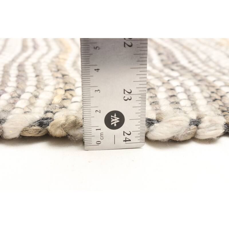 ECARPETGALLERY Braid weave Sienna Grey Wool Rug - 5'10 x 7'2