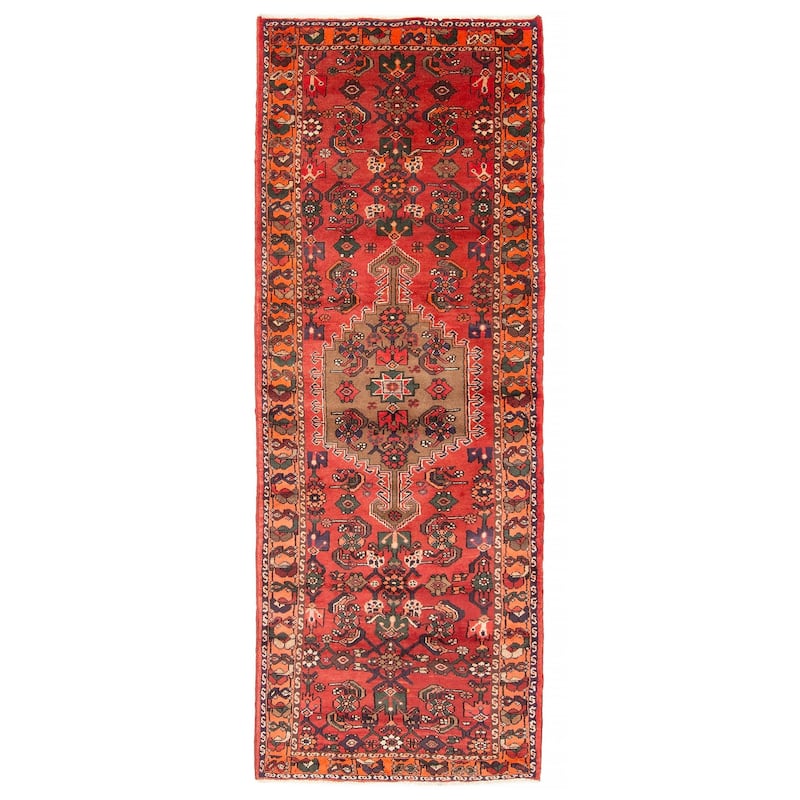 ECARPETGALLERY Hand-knotted Andelz Red Wool Rug - 3'3 x 9'3 - Red - 3'3 x 9'3