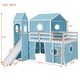 preview thumbnail 3 of 13, Playhouse Twin Size Loft Bed with Slide Pink Tent and Tower,Spacious Under Bed Space for Kids