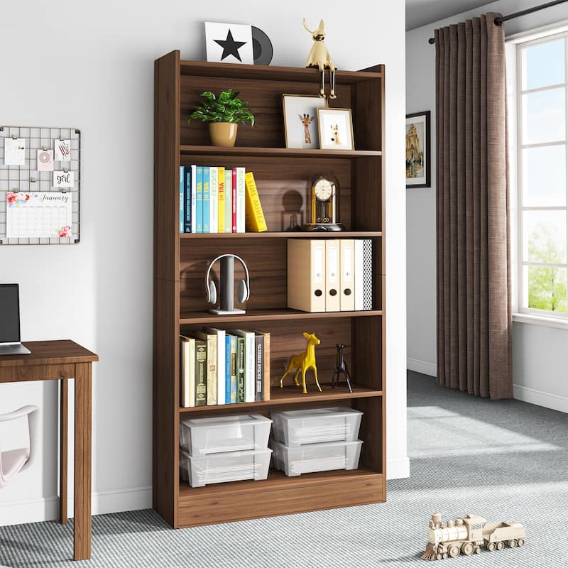6-Tier Wood Bookcase, 72" Large Tall Bookshelf with Storage Shelves
