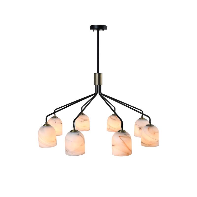 Artcraft Crema 8-Light Chandelier 34" - Black with Brushed Brass Accent