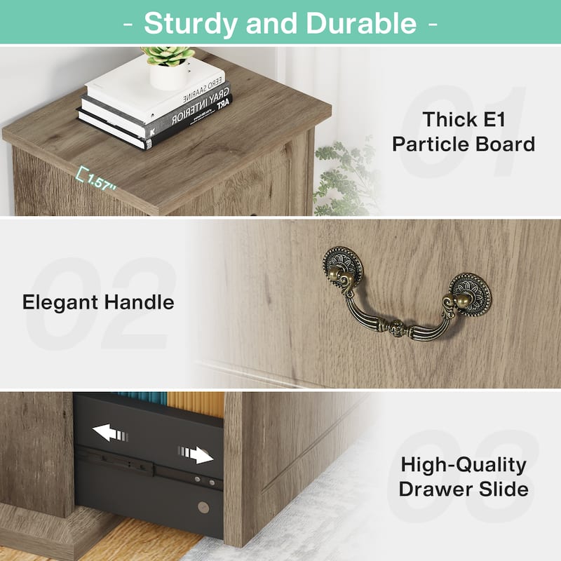 4-Drawers Vertical Storage Cabinet, Tall Dresser Cabinet, Wood Freestanding Floor Storage Cabinet
