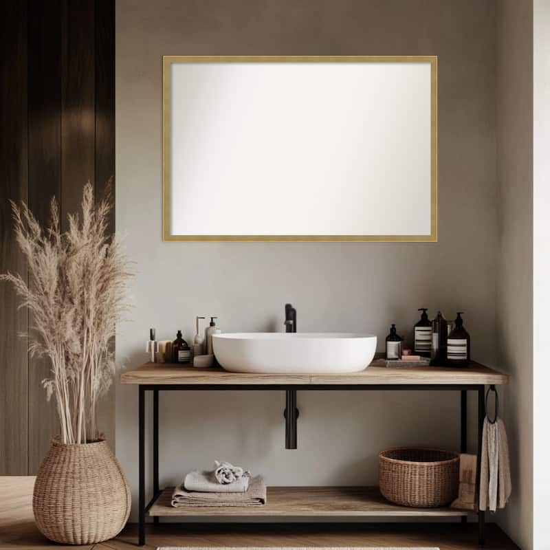Incline Non-Beveled Wood Framed Bathroom Vanity Wall Mirror