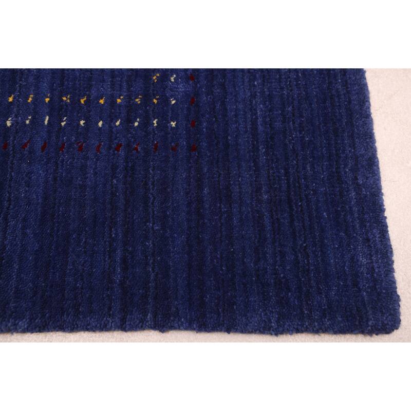 ECARPETGALLERY Hand Loomed Kashkuli Gabbeh Dark Blue Wool Rug - 5'0 x 6'11