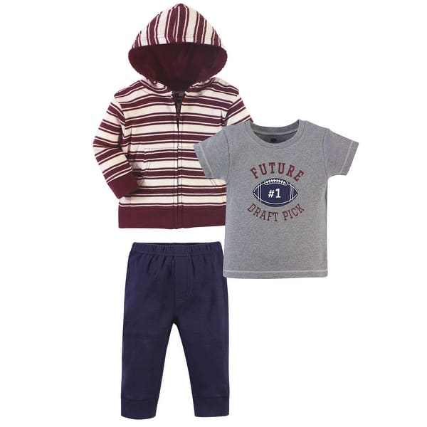 slide 1 of 1, Hudson Baby Toddler Boy Cotton Hoodie, Tee Top and Pant Set, One Draft Pick Toddler 2T - One Draft Pick Toddler