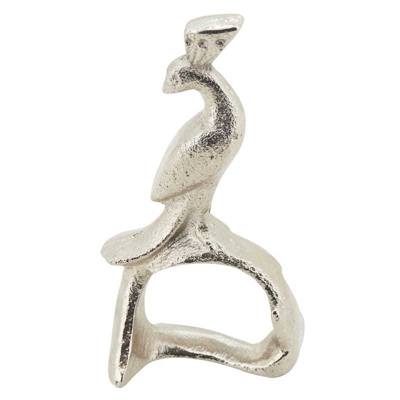 Peacock Napkin Ring (Set of 4) - Silver - Set of 4