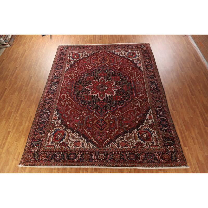 Hand Knotted Oriental 100% Wool Carpet Traditional Medallion Red Heriz (serapi) Area Rug - 15' 0'' X 11' 8''