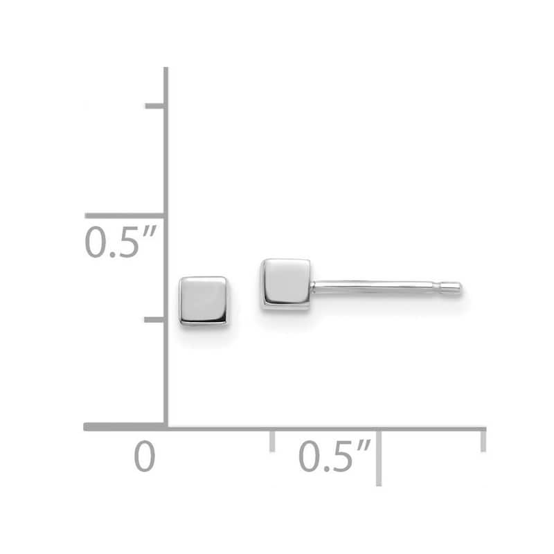 Curata 14k White Gold 3mm Square Stud Earrings