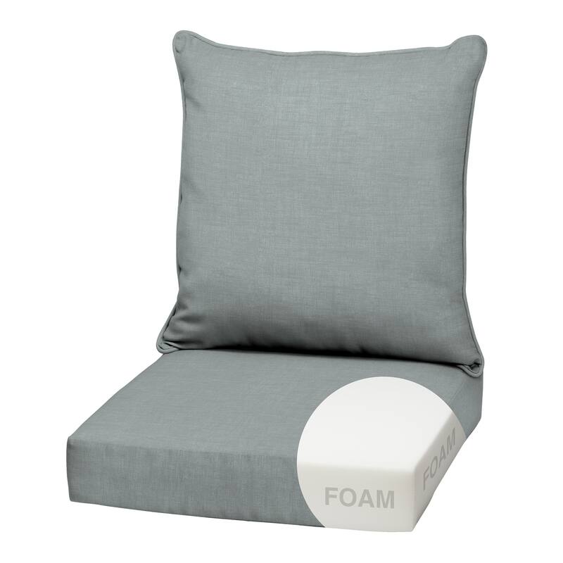 ARDEN Outdoor Foam Deep Seat Cushion Set, 22 in x 24 in - Stone Grey Leala