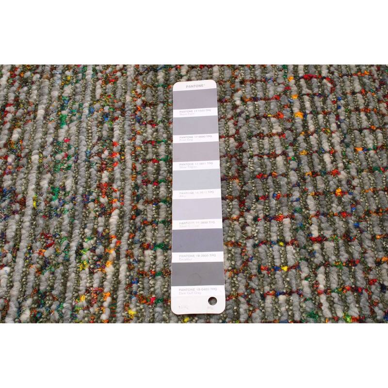 ECARPETGALLERY Hand-knotted Silk Shadow Dark Grey Wool Rug - 8'0 x 9'11