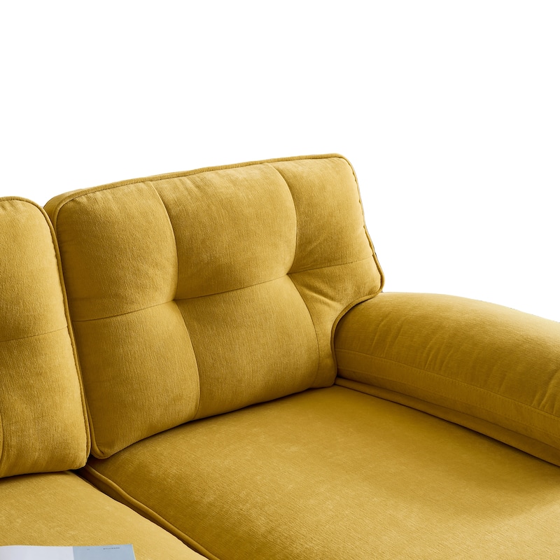 Modern 82.6" Sectional Sofa,Velvet Upholstered L Shaped Sofas Couches