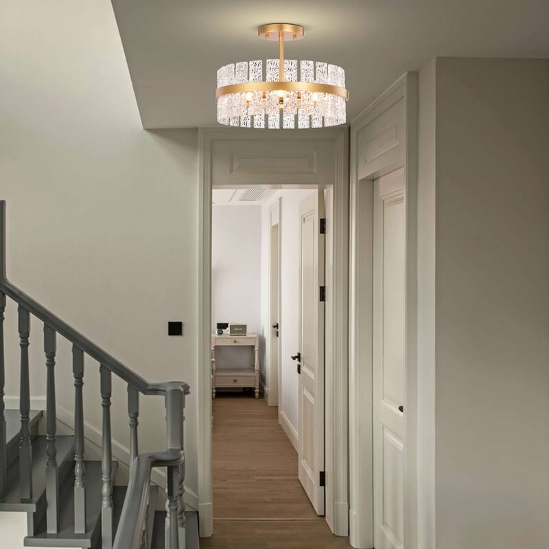 Casandra 4-light Drum Glass Strip Flush Mount