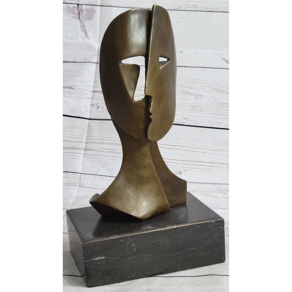 Pablo Pico Two Faces Mask Modern Art Cubism Statue Sculpture Decor 11 Inches X 6 Inches