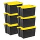 preview thumbnail 1 of 16, IRIS USA® Buckled Clear Box 60 Qt Buckle Lid - Yellow - Set of 6