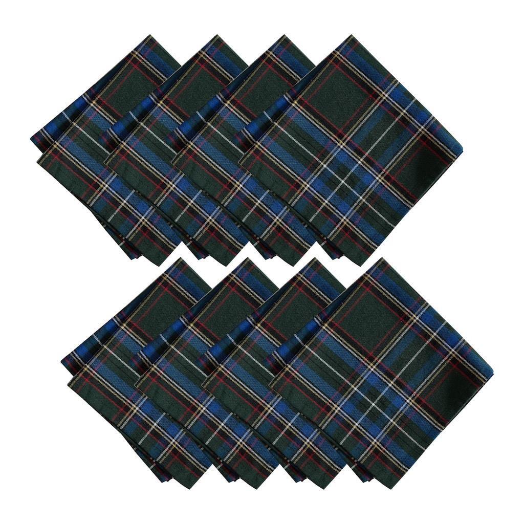 Stowe Tartan Holiday Plaid Cotton Napkins, Set of 8
