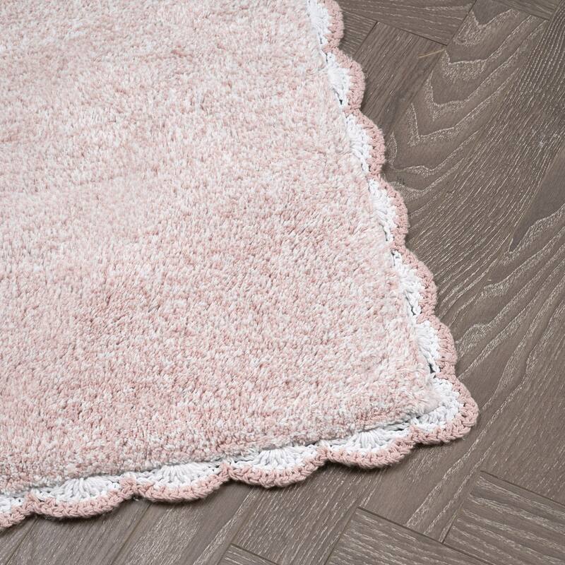 Laura Ashley Heathered Crochet Border Bath Rug