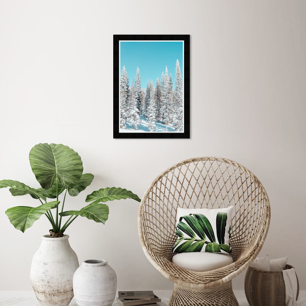 Wynwood Studio Prints Holiday and Seasonal Snowy Pine Trees Blue and Light Blue Rustic Wall Art Canvas Print