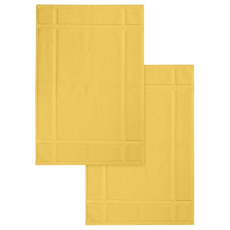 Luxurious Cotton 1350 GSM Bath Mats by Ample Decor- Pack of 2 - 34" X 20" - Yellow