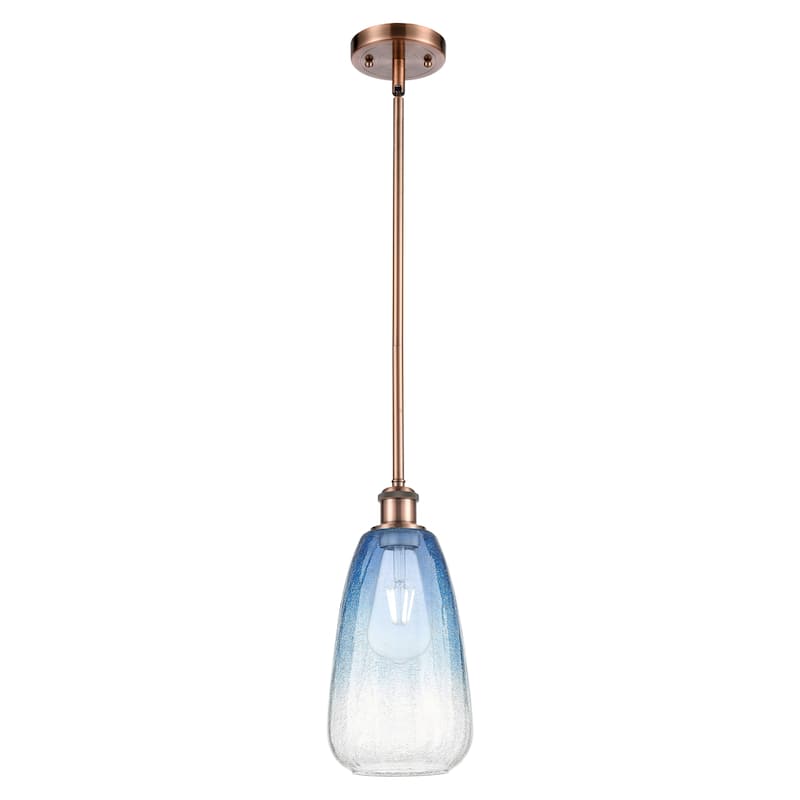 Innovations Lighting Endless Possibilities Ballston - Brookhaven Almond - 1 Light 6" Stem Hung Mini Pendant - Antique Copper/Sapphire Blue