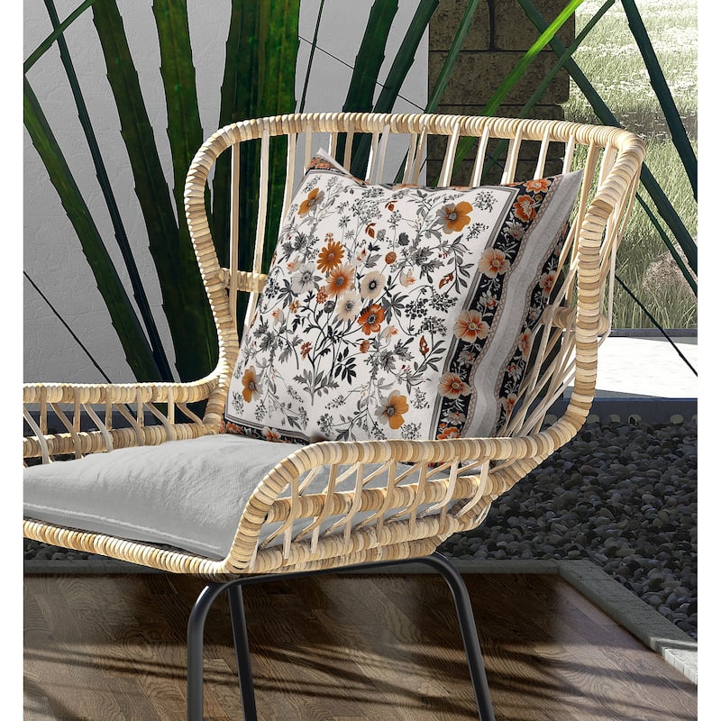Garden Glory Indoor/Outdoor Reversible Throw Pillow Orange and Peach