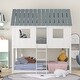 preview thumbnail 2 of 7, Low Twin over Twin Bunk Beds with Roof and Fence-Shaped Guardrail - Safe and Stylish