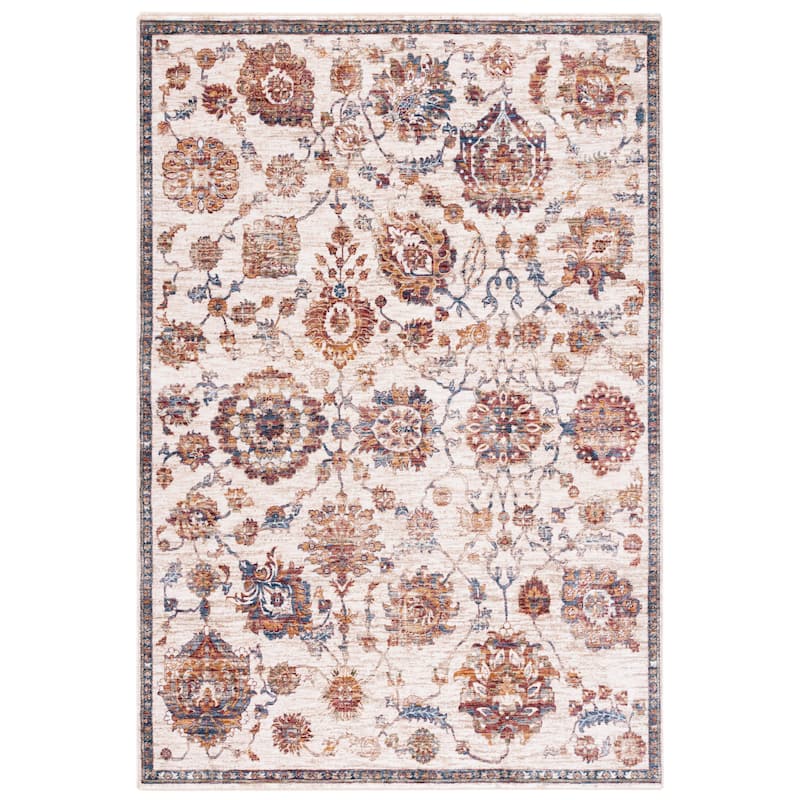 SAFAVIEH Heirloom Sylvia Floral Rug - 6'7" Square - Ivory/Navy