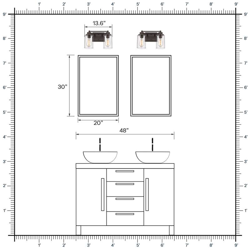 Bathroom Vanity Wall Light with Glass Shade and Rubbed Bronze Finish