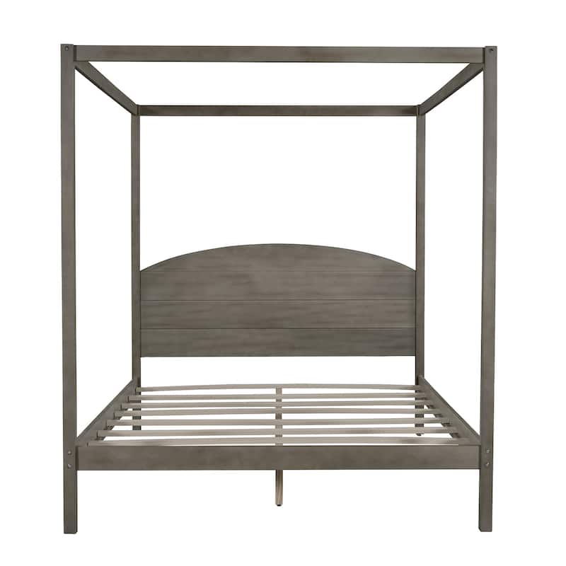 Pine Canopy Bed with Headboard & Support Legs
