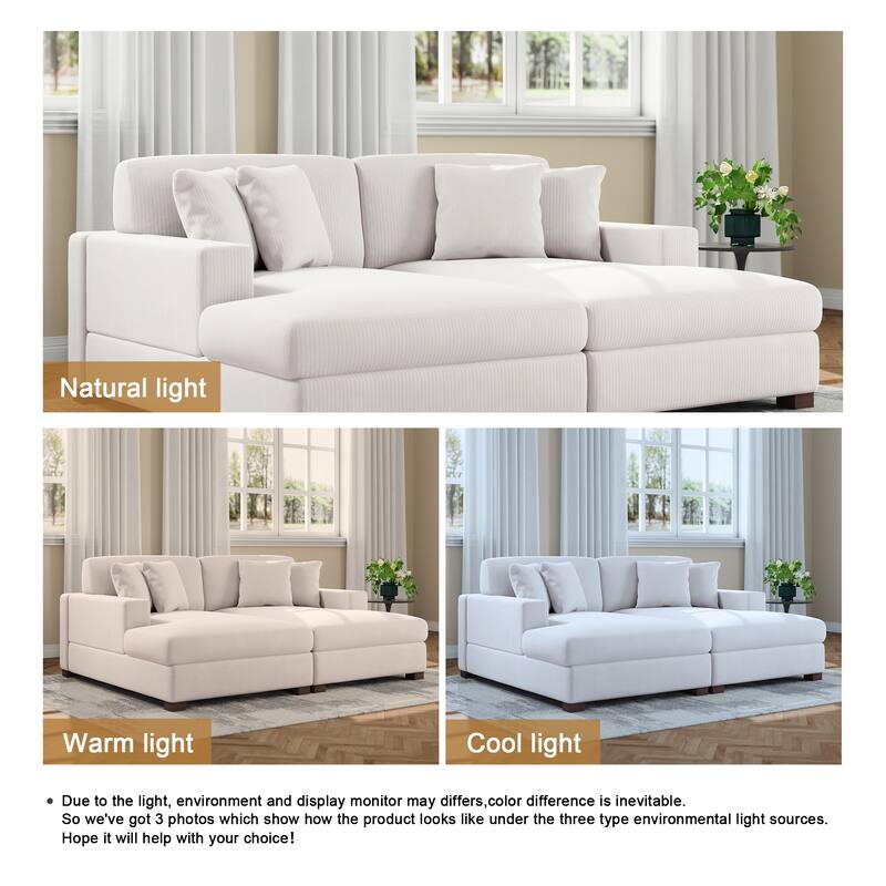 Upholstered Oversized Modular Sectional Sofa Set Corduroy Sleeper Sofa With Chaise