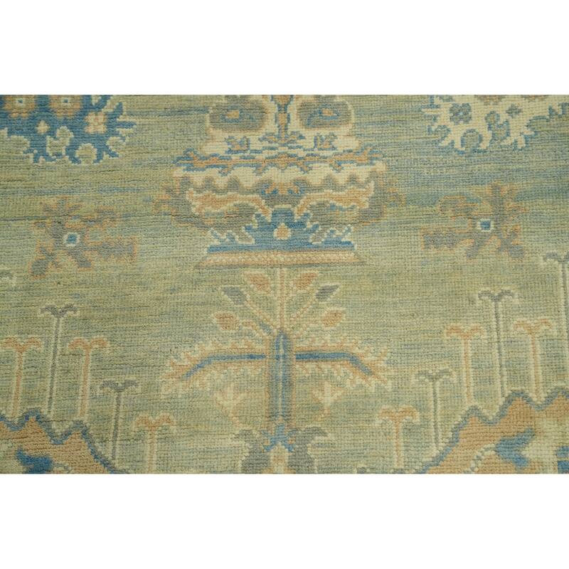 Vegetable Dye Wool Oushak Turkish Area Rug, Floral Geometric Carpet - 10' 0'' X 8' 3''