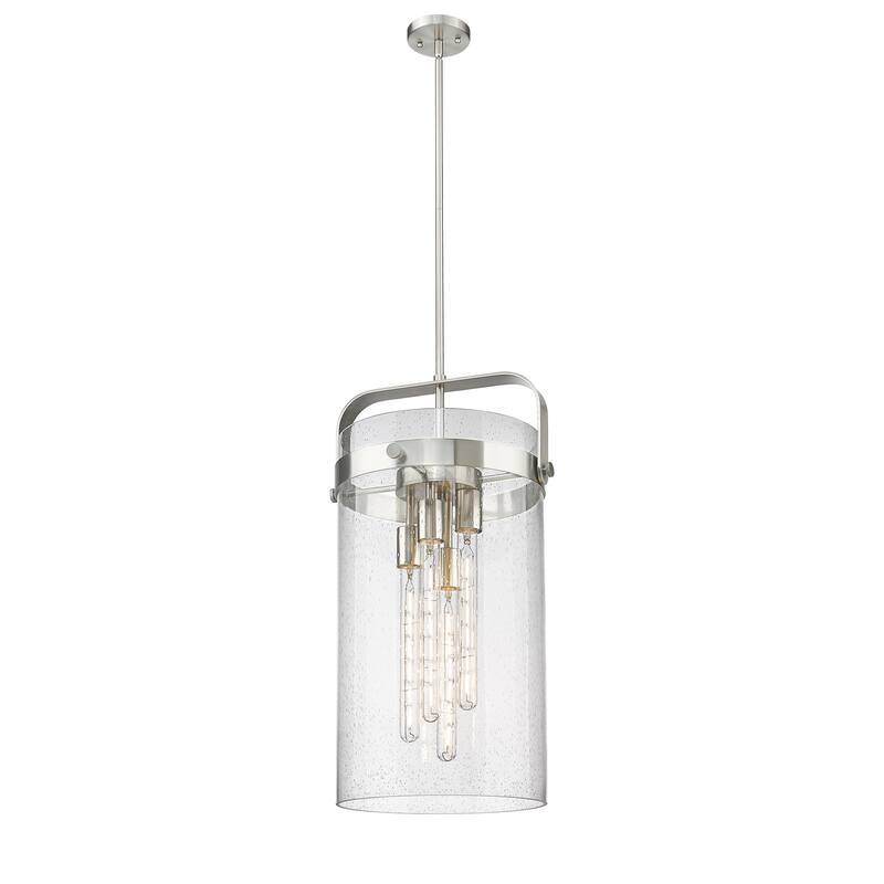 Innovations Lighting Pilaster - 4 Light 12" Stem Hung Pendant - Satin Nickel/Seedy