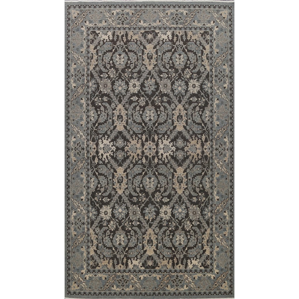 Silver Washed Turkish Ziegler Wool Area Rug Living Room Carpet - 6'7" x 9'10"