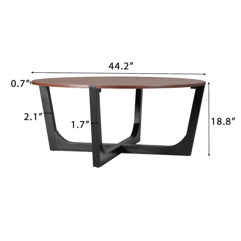 Versatile Coffee Table with X-Cross and Round Tabletop