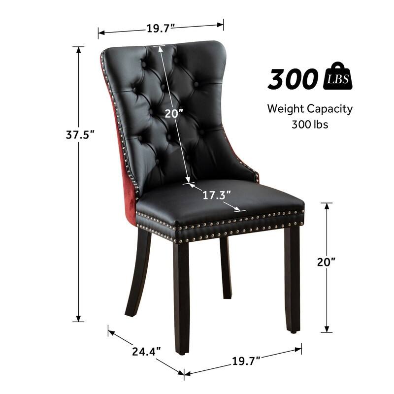 Solid Wood Velvet Upholstered Dining Chair Set of 2