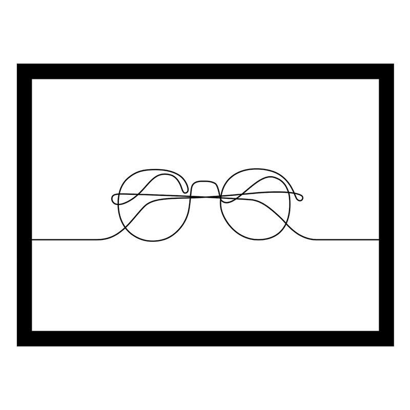 Venice Beach Collections features GLASSES LINE ART - 14"x18" Framed Print Artwork