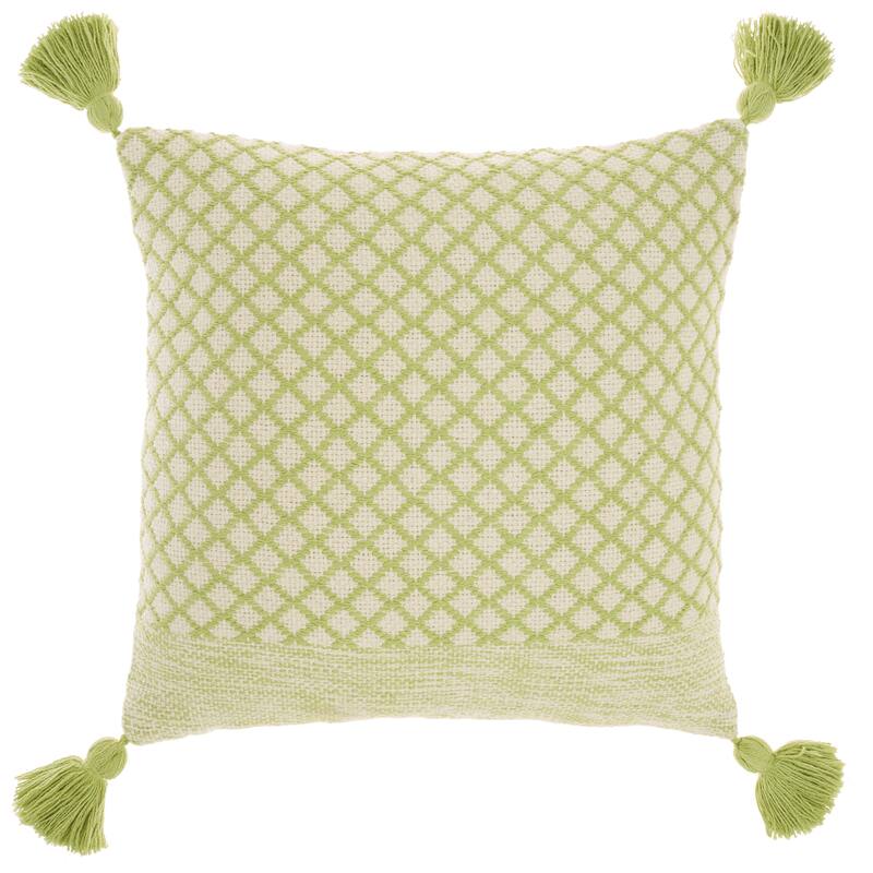 Mina Victory Life Styles Lattice With Tassels 18"X18" Indoor Throw Pillow