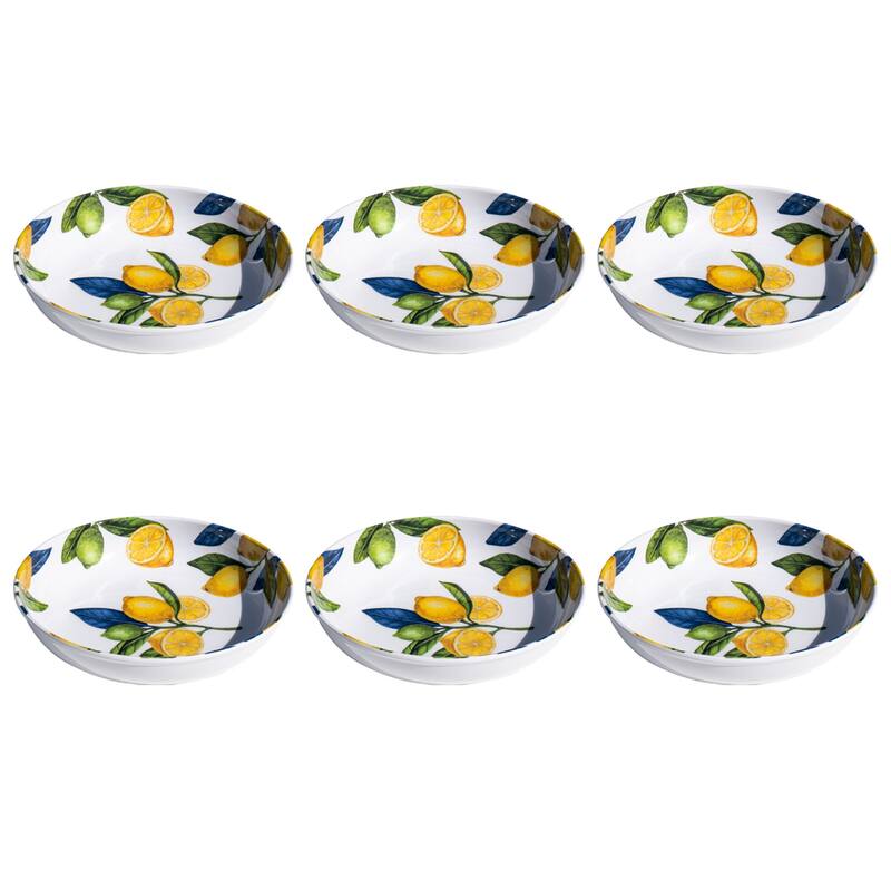 Abode Homewares Lemon Orchard NewWave Melamine Low Bowl - Yellow - 8.8" - Set of 6 - Yellow